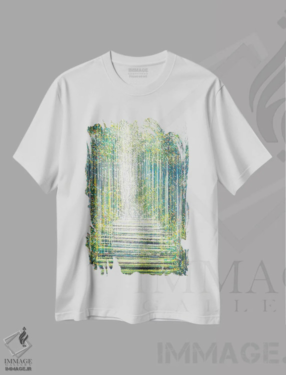 تیشرت سفید طرح دار – تیشرت جنگل ,نور جادویی در جنگل شبانه اثر مارک تاد فروشگاه ایماژ