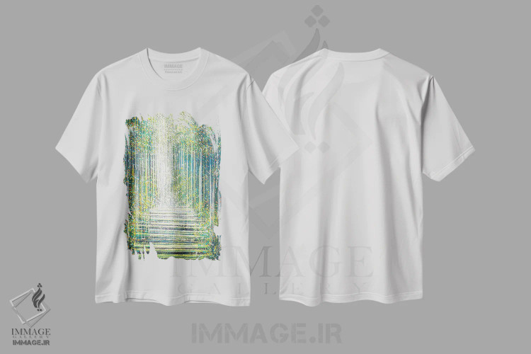 تیشرت سفید طرح دار – تیشرت جنگل ,نور جادویی در جنگل شبانه اثر مارک تاد فروشگاه ایماژ