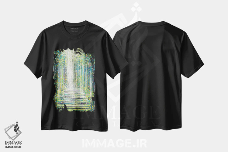 تیشرت مشکی طرح دار – تیشرت جنگل ,نور جادویی در جنگل شبانه اثر مارک تاد immage.ir