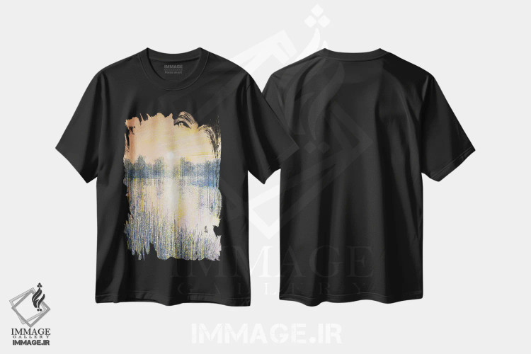 تیشرت مشکی طرح دار – تیشرت طبیعت ,غروب بر رودخانه اثر مارک تاد immage.ir