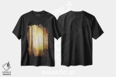 تیشرت مشکی طرح دار – تیشرت هنری ,نور طلایی از میان درختان اثر مارک تاد فروشگاه ایماژ
