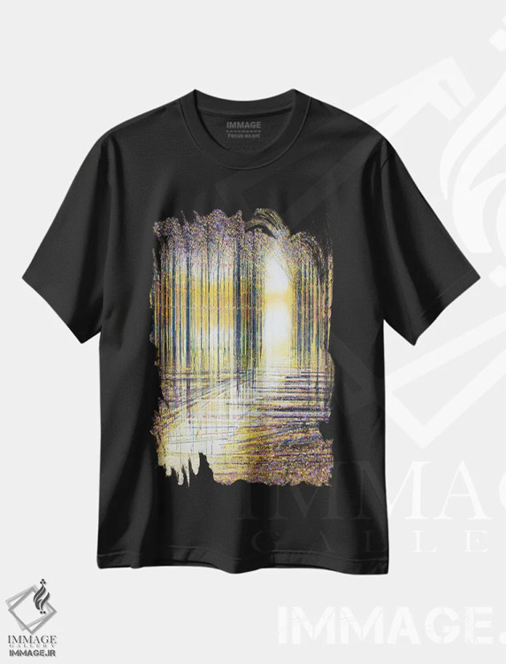 تیشرت مشکی طرح دار – تیشرت پاییزی ,درختان پاییزی در نور عصرگاهی اثر مارک تاد immage.ir