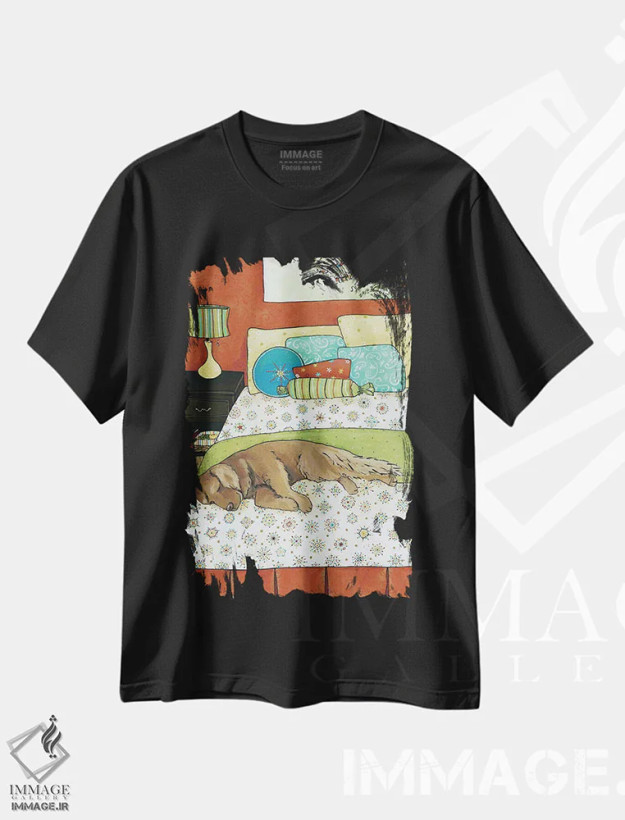 تیشرت مشکی طرح دار – تیشرت حیوانات ,چرت طلایی اثر جیمی موراث فروشگاه ایماژ