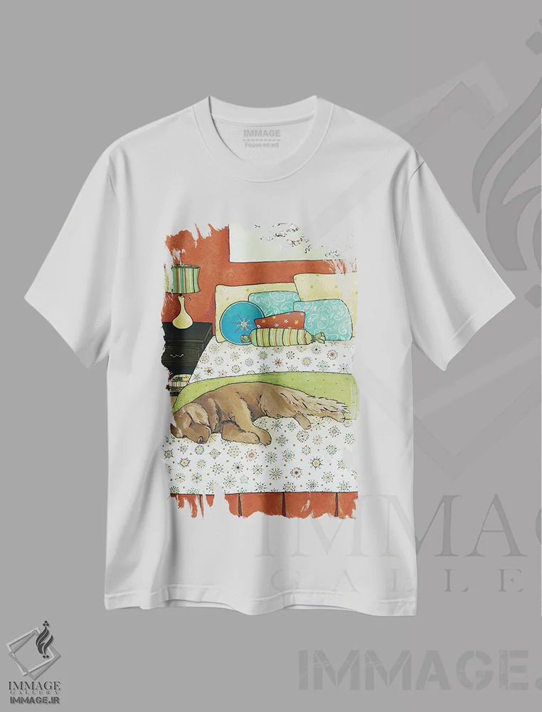 تیشرت سفید طرح دار – تیشرت حیوانات ,چرت طلایی اثر جیمی موراث immage.ir