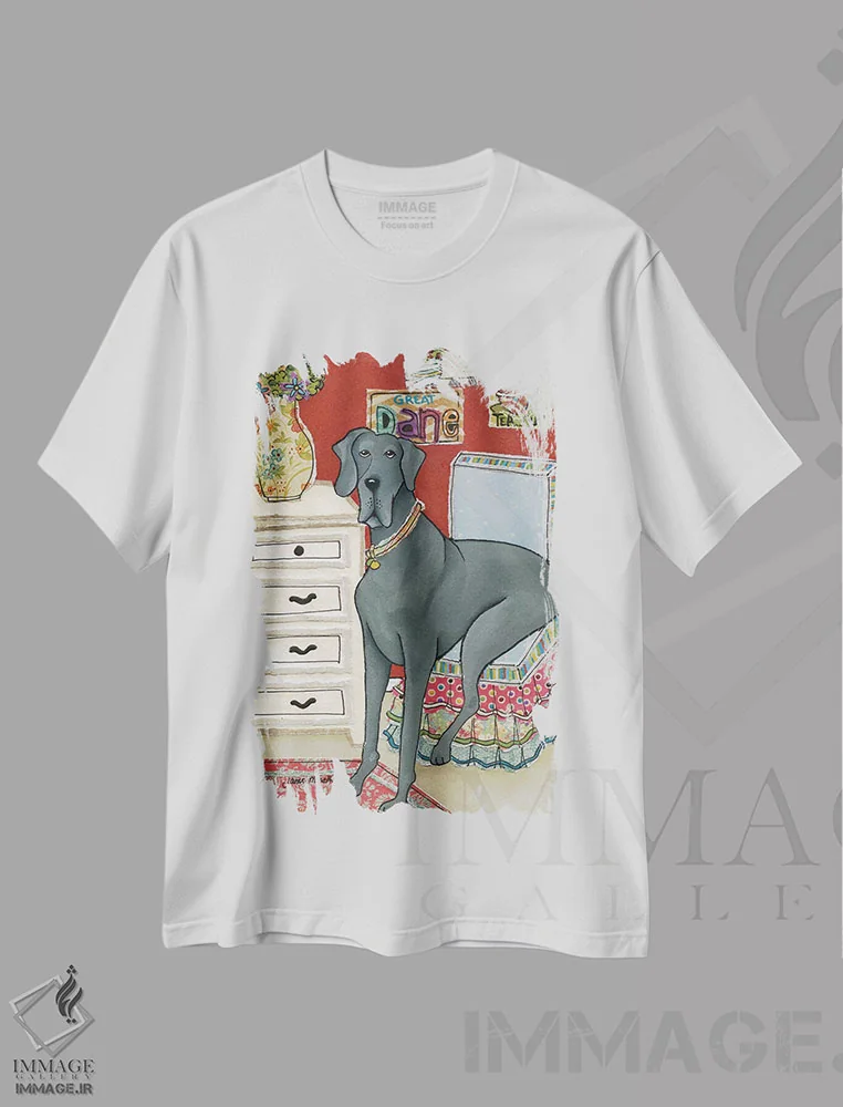 تیشرت سفید طرح دار – تیشرت طنز حیوانات ,بزرگ تر از یک فنجان چای اثر جیمی موراث immage.ir