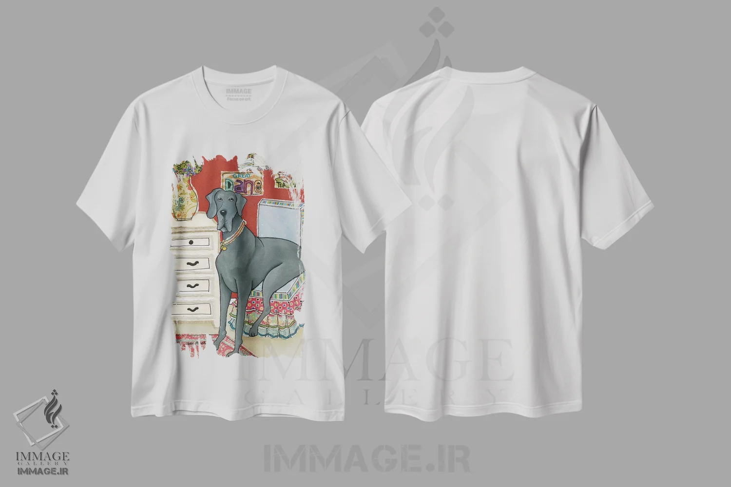 تیشرت سفید طرح دار – تیشرت طنز حیوانات ,بزرگ تر از یک فنجان چای اثر جیمی موراث immage.ir