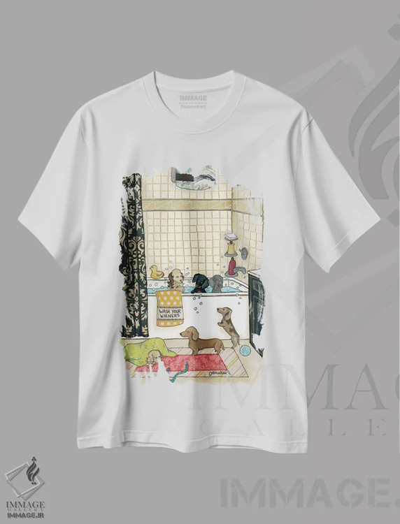 تیشرت سفید طرح دار – تیشرت طنز حیوانات ,وینرهایت را بشوی اثر جیمی موراث فروشگاه ایماژ