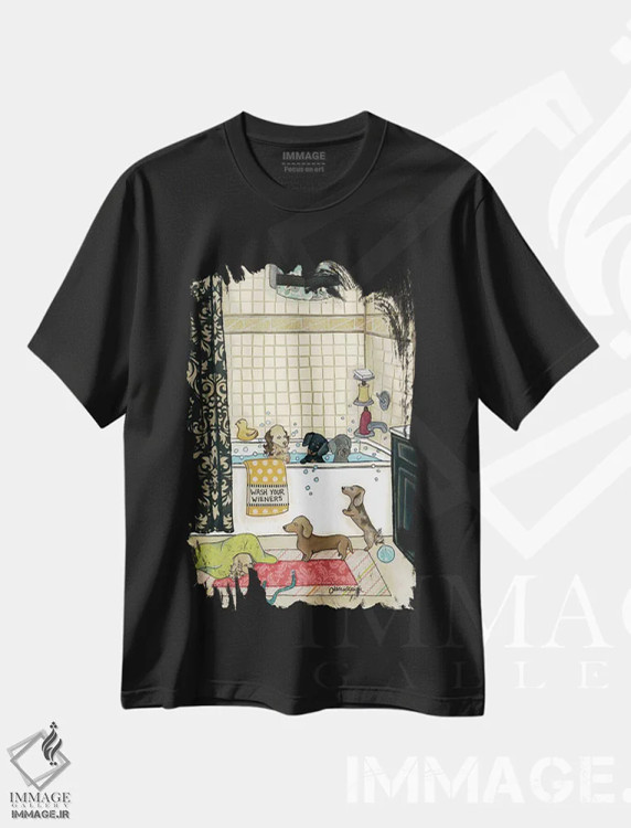 تیشرت مشکی طرح دار – تیشرت طنز حیوانات ,وینرهایت را بشوی اثر جیمی موراث immage.ir
