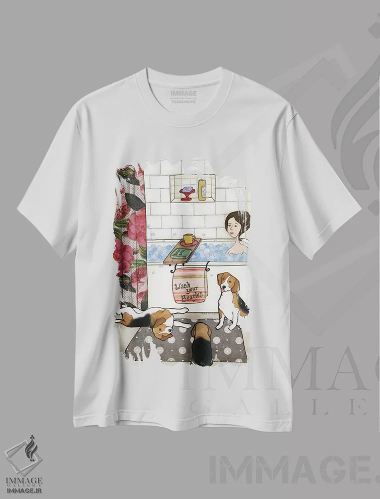 تیشرت سفید طرح دار – تیشرت فانتزی ,بیگل هایت را بشوی اثر جیمی موراث immage.ir