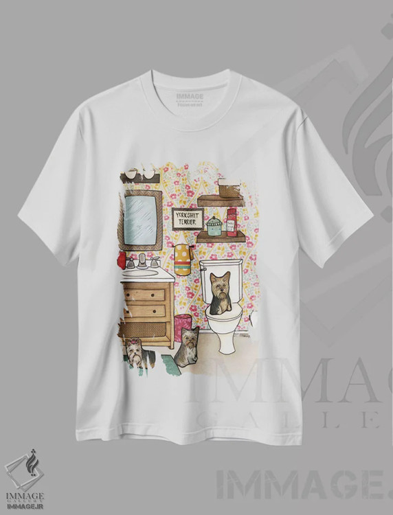 تیشرت سفید طرح دار – تیشرت طنز حیوانات ,یورکشایر تریر اثر جیمی موراث فروشگاه ایماژ