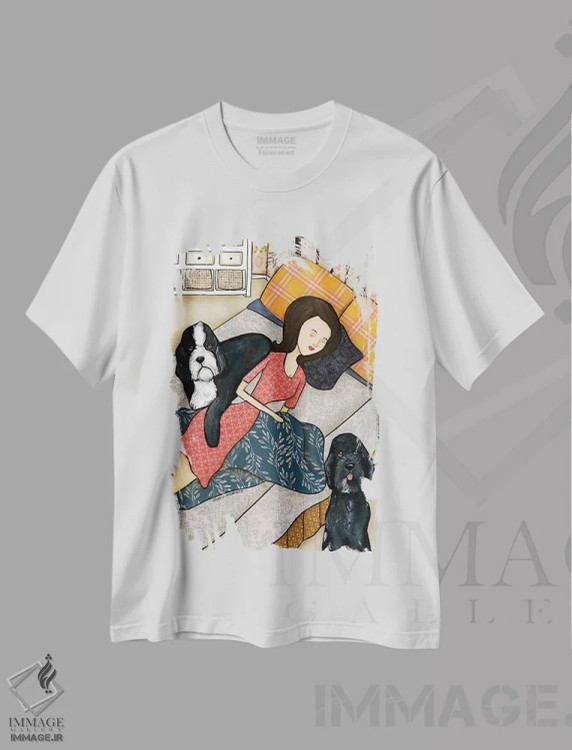 تیشرت سفید طرح دار – تیشرت سگ ها ,چرت دودل اثر جیمی موراث immage.ir