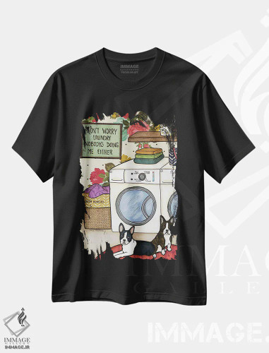 تیشرت مشکی طرح دار – تیشرت سگ ها ,بقچه های بوستون اثر جیمی موراث فروشگاه ایماژ