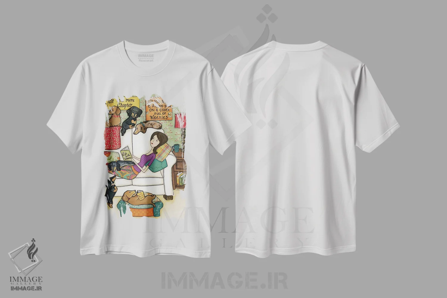 تیشرت سفید طرح دار – تیشرت کتاب ,کتاب ها و وینی ها اثر جیمی موراث فروشگاه ایماژ