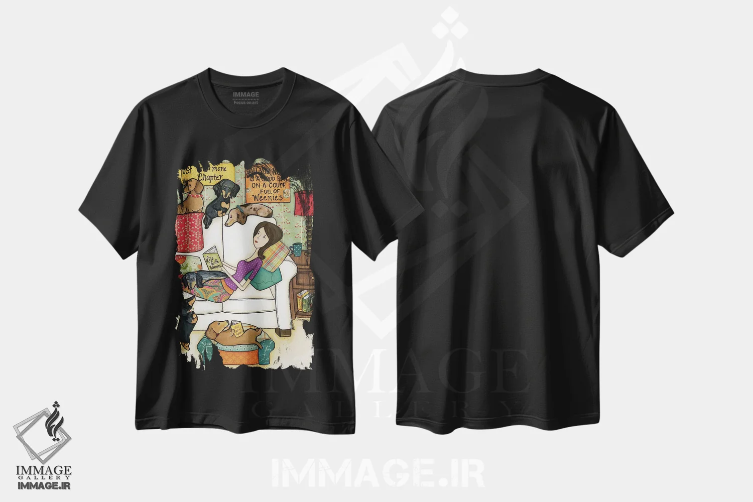 تیشرت مشکی طرح دار – تیشرت کتاب ,کتاب ها و وینی ها اثر جیمی موراث immage.ir