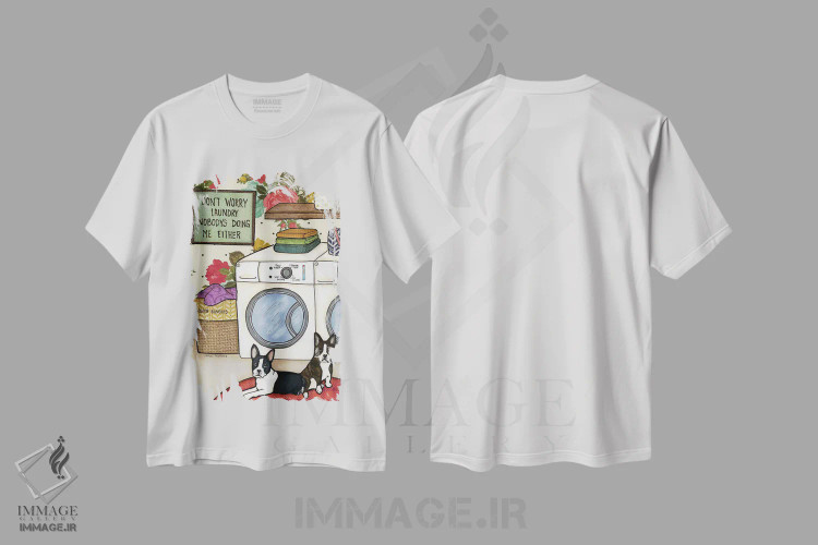 تیشرت سفید طرح دار – تیشرت سگ ها ,بقچه های بوستون اثر جیمی موراث immage.ir