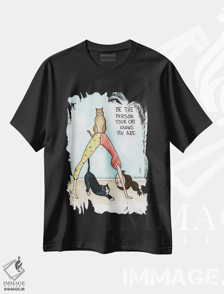 تیشرت مشکی طرح دار – تیشرت گربه ها ,گربه ات می داند اثر جیمی موراث immage.ir