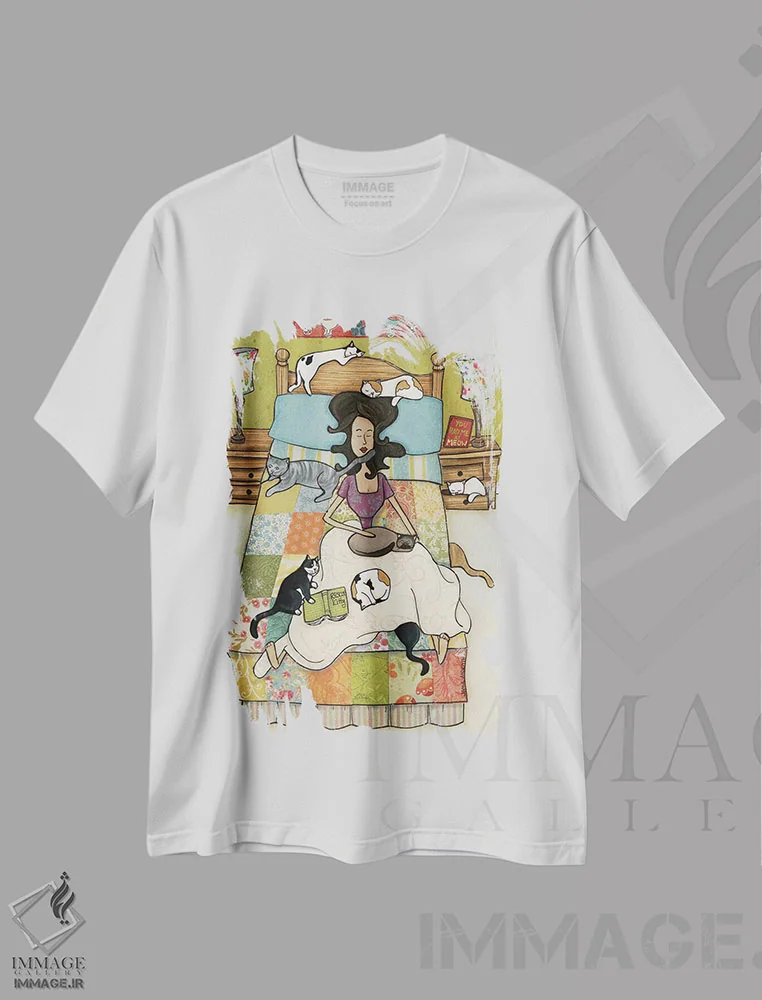 تیشرت سفید طرح دار – تیشرت گربه ,بچه گربه های نجات یافته اثر جیمی موراث فروشگاه ایماژ