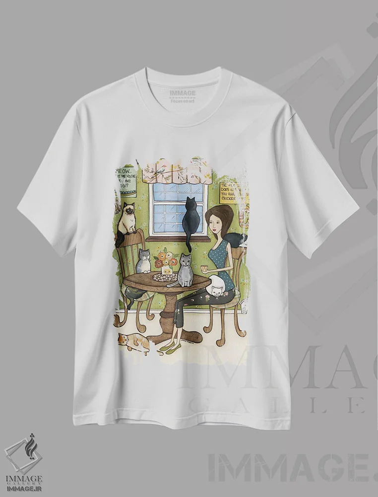 تیشرت سفید طرح دار – تیشرت فانتزی ,میو اثر جیمی موراث immage.ir