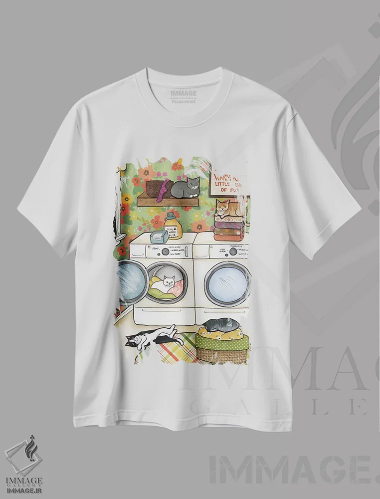 تیشرت سفید طرح دار – تیشرت طنز حیوانات ,توپ کوچکی از پشم و مو اثر جیمی موراث فروشگاه ایماژ