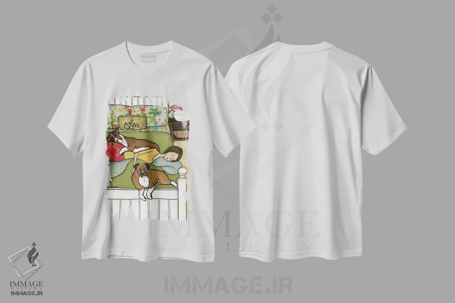 تیشرت سفید طرح دار – تیشرت سگ ,عشق باکسر اثر جیمی موراث immage.ir
