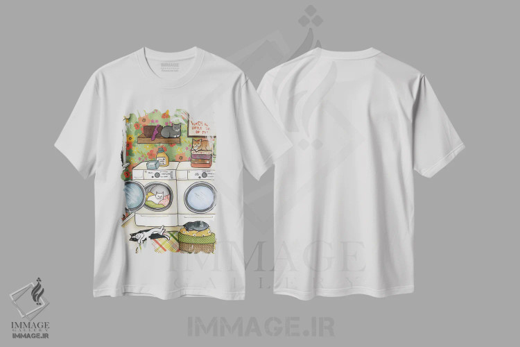 تیشرت سفید طرح دار – تیشرت طنز حیوانات ,توپ کوچکی از پشم و مو اثر جیمی موراث فروشگاه ایماژ