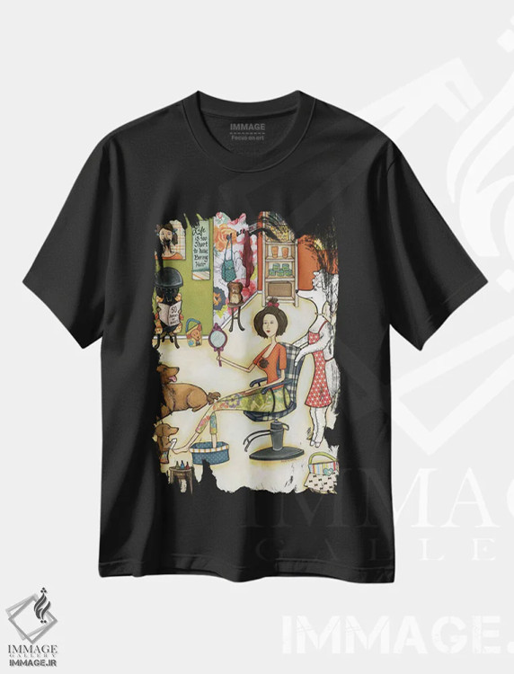 تیشرت مشکی طرح دار – تیشرت طنز حیوانات ,در سالن می ماند اثر جیمی موراث فروشگاه ایماژ