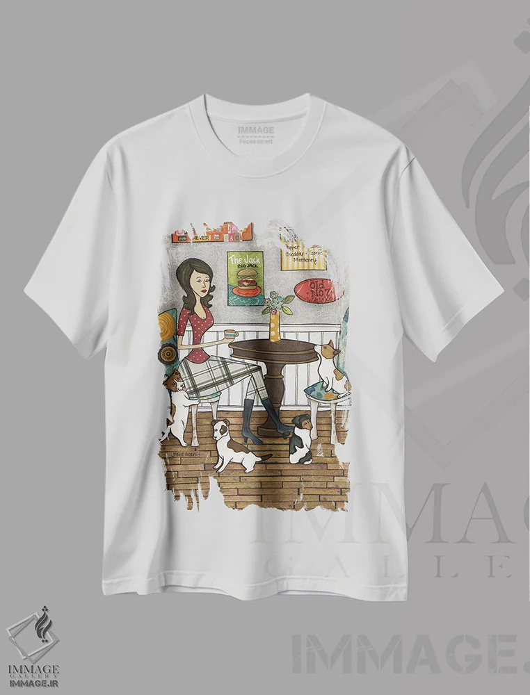 تیشرت سفید طرح دار – تیشرت سگ ها ,جک اثر جیمی موراث immage.ir