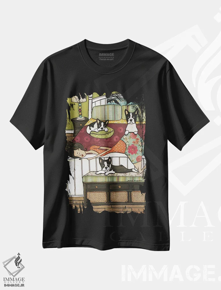 تیشرت مشکی طرح دار – تیشرت طنز ,تخت بوستون اثر جیمی موراث فروشگاه ایماژ