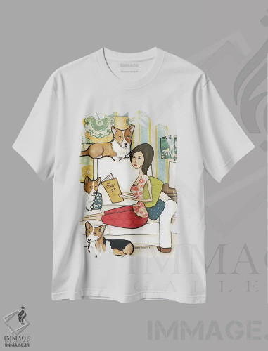 تیشرت سفید طرح دار – تیشرت حیوانات ,زندگی کورگی اثر جیمی موراث فروشگاه ایماژ