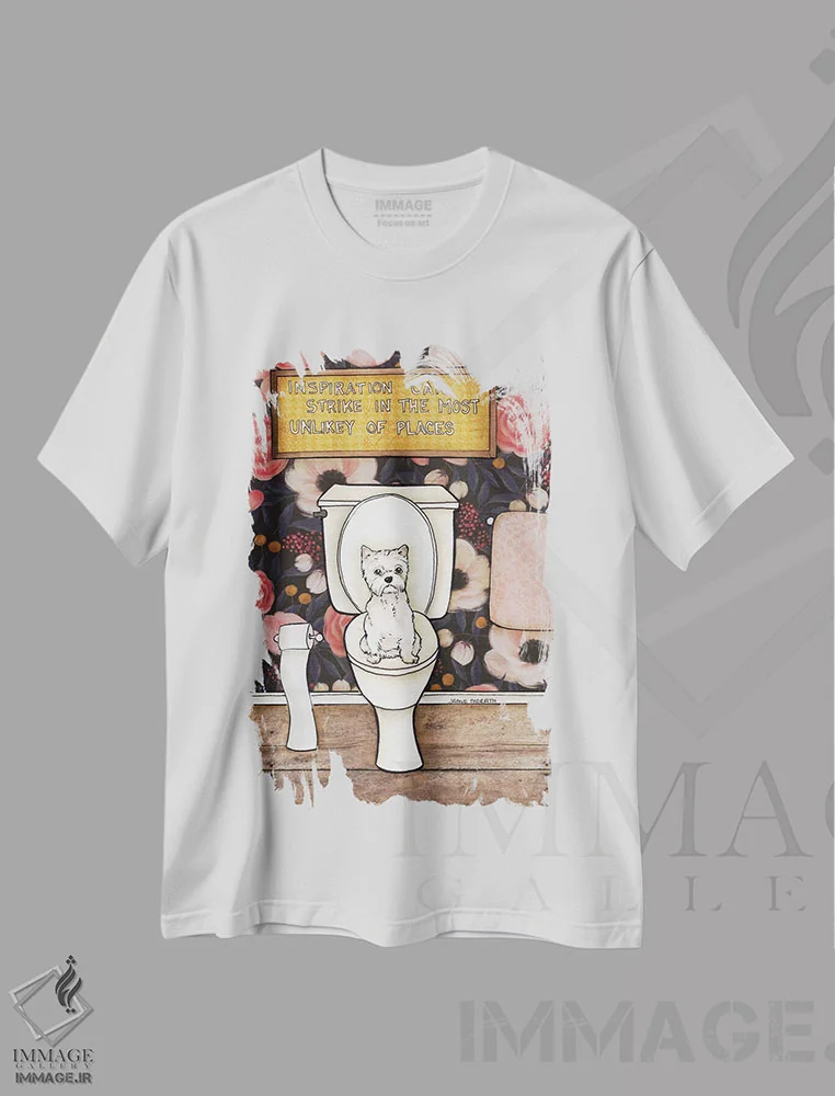 تیشرت سفید طرح دار – تیشرت تایپوگرافی ,الهام ممکن است ناگهانی بیاید اثر جیمی موراث immage.ir