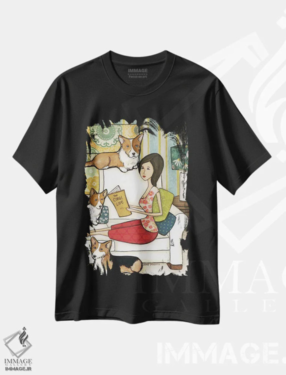 تیشرت مشکی طرح دار – تیشرت حیوانات ,زندگی کورگی اثر جیمی موراث immage.ir