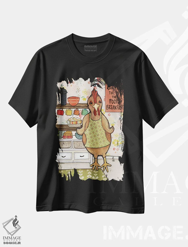 تیشرت مشکی طرح دار – تیشرت طنز حیوانات ,فضله مرغ اثر جیمی موراث immage.ir