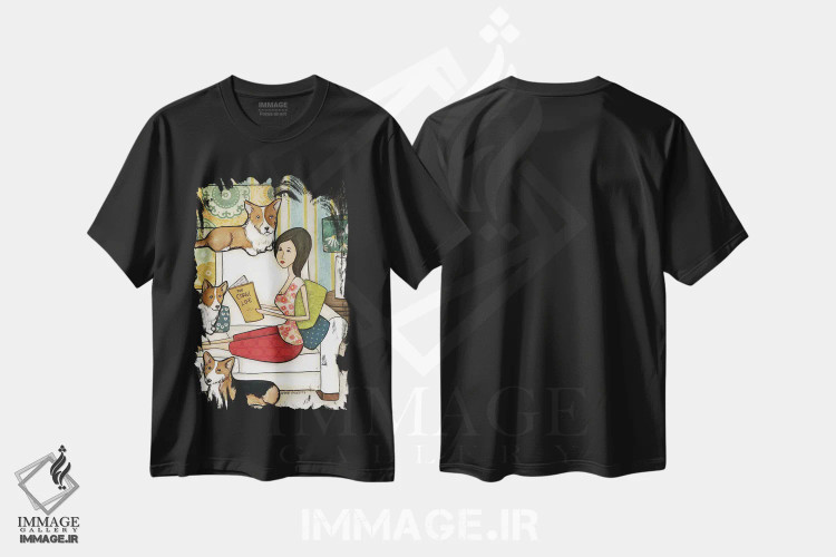 تیشرت مشکی طرح دار – تیشرت حیوانات ,زندگی کورگی اثر جیمی موراث immage.ir