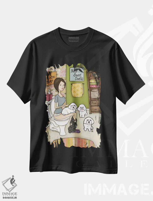 تیشرت مشکی طرح دار – تیشرت سگ بیچون ,تخلیهٔ سگ بیچون اثر جیمی موراث فروشگاه ایماژ