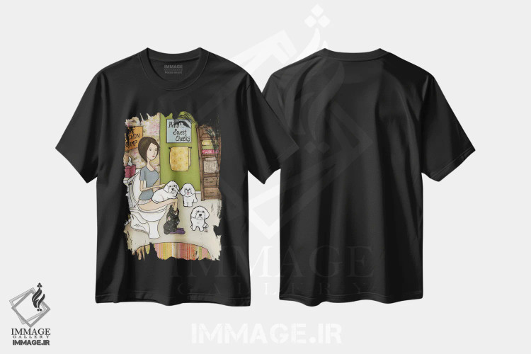 تیشرت مشکی طرح دار – تیشرت سگ بیچون ,تخلیهٔ سگ بیچون اثر جیمی موراث فروشگاه ایماژ