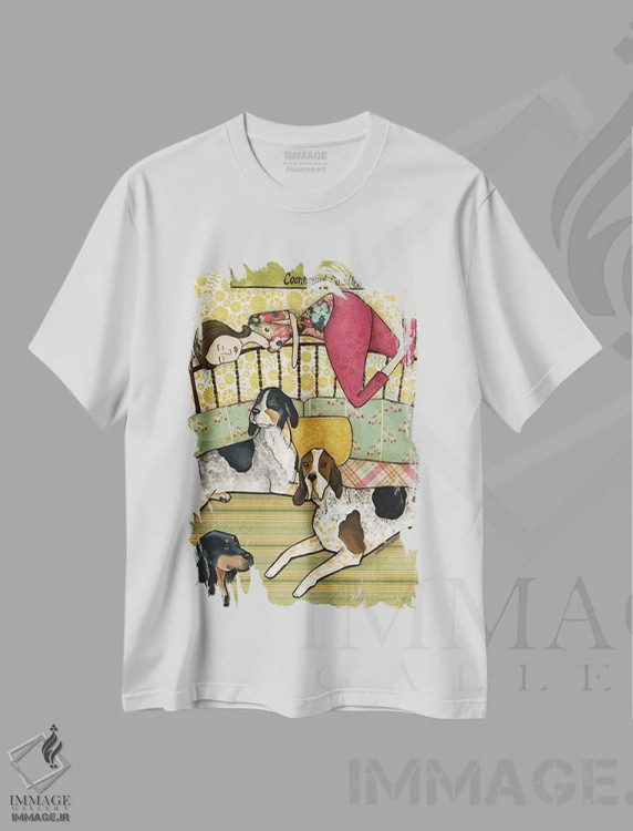 تیشرت سفید طرح دار – تیشرت طنز حیوانات ,آغوش های کون هوند اثر جیمی موراث فروشگاه ایماژ