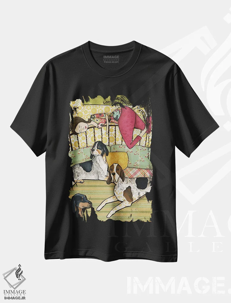 تیشرت مشکی طرح دار – تیشرت طنز حیوانات ,آغوش های کون هوند اثر جیمی موراث immage.ir