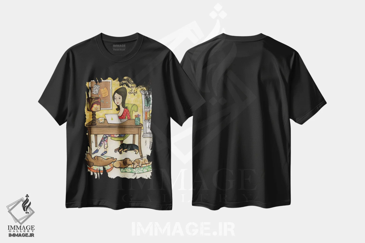 تیشرت مشکی طرح دار – تیشرت طنز حیوانات ,زندگی بهتر اثر جیمی موراث فروشگاه ایماژ