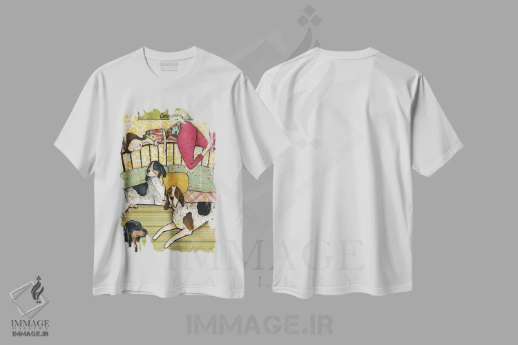 تیشرت سفید طرح دار – تیشرت طنز حیوانات ,آغوش های کون هوند اثر جیمی موراث فروشگاه ایماژ