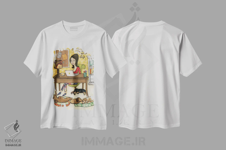 تیشرت سفید طرح دار – تیشرت طنز حیوانات ,زندگی بهتر اثر جیمی موراث immage.ir