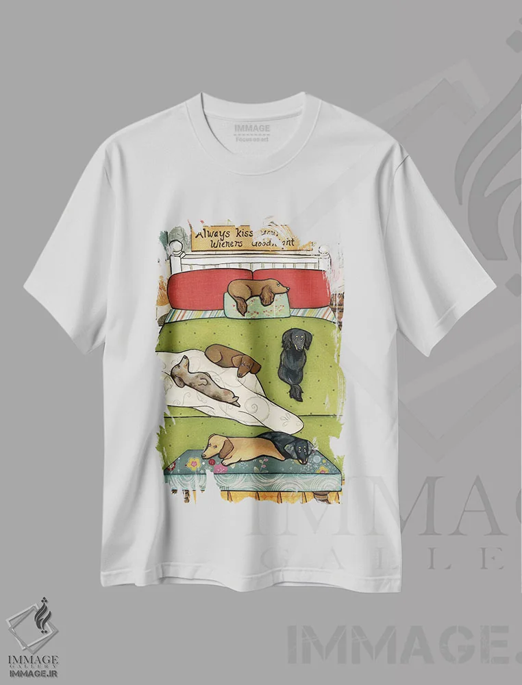 تیشرت سفید طرح دار – تیشرت حیوانات ,همیشه ببوس اثر جیمی موراث immage.ir