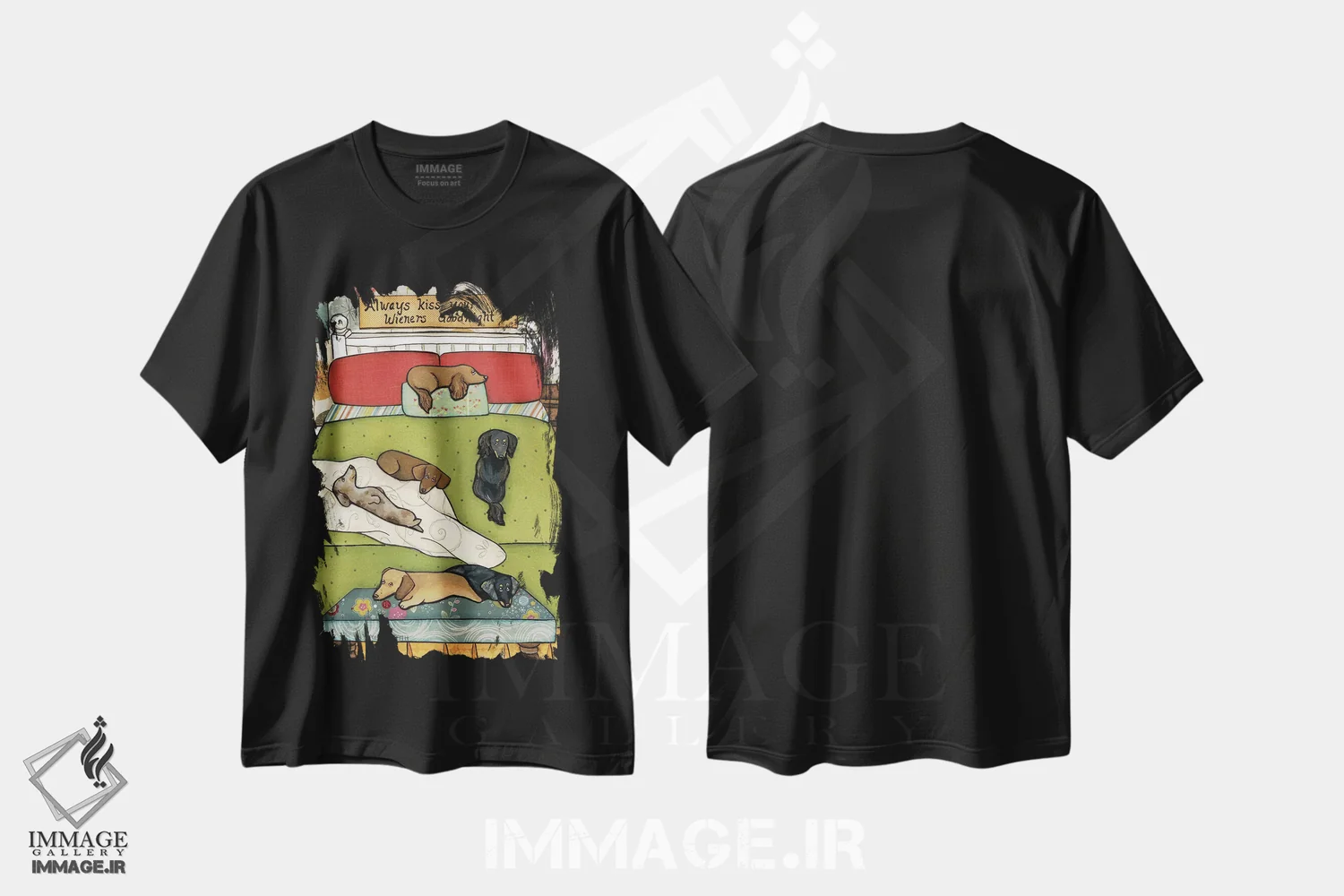 تیشرت مشکی طرح دار – تیشرت حیوانات ,همیشه ببوس اثر جیمی موراث فروشگاه ایماژ