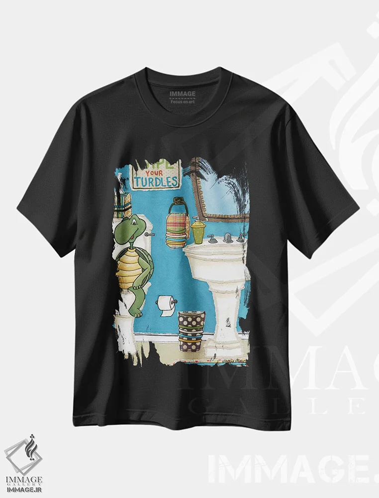 تیشرت مشکی طرح دار – تیشرت طنز حیوانات ,فضولاتت را پاک کن اثر جیمی موراث immage.ir