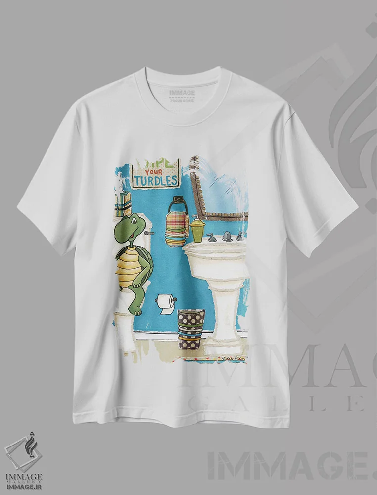 تیشرت سفید طرح دار – تیشرت طنز حیوانات ,فضولاتت را پاک کن اثر جیمی موراث فروشگاه ایماژ