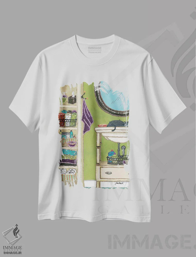 تیشرت سفید طرح دار – تیشرت حیوانات ,آغوش در سینک ظرفشویی اثر جیمی موراث فروشگاه ایماژ