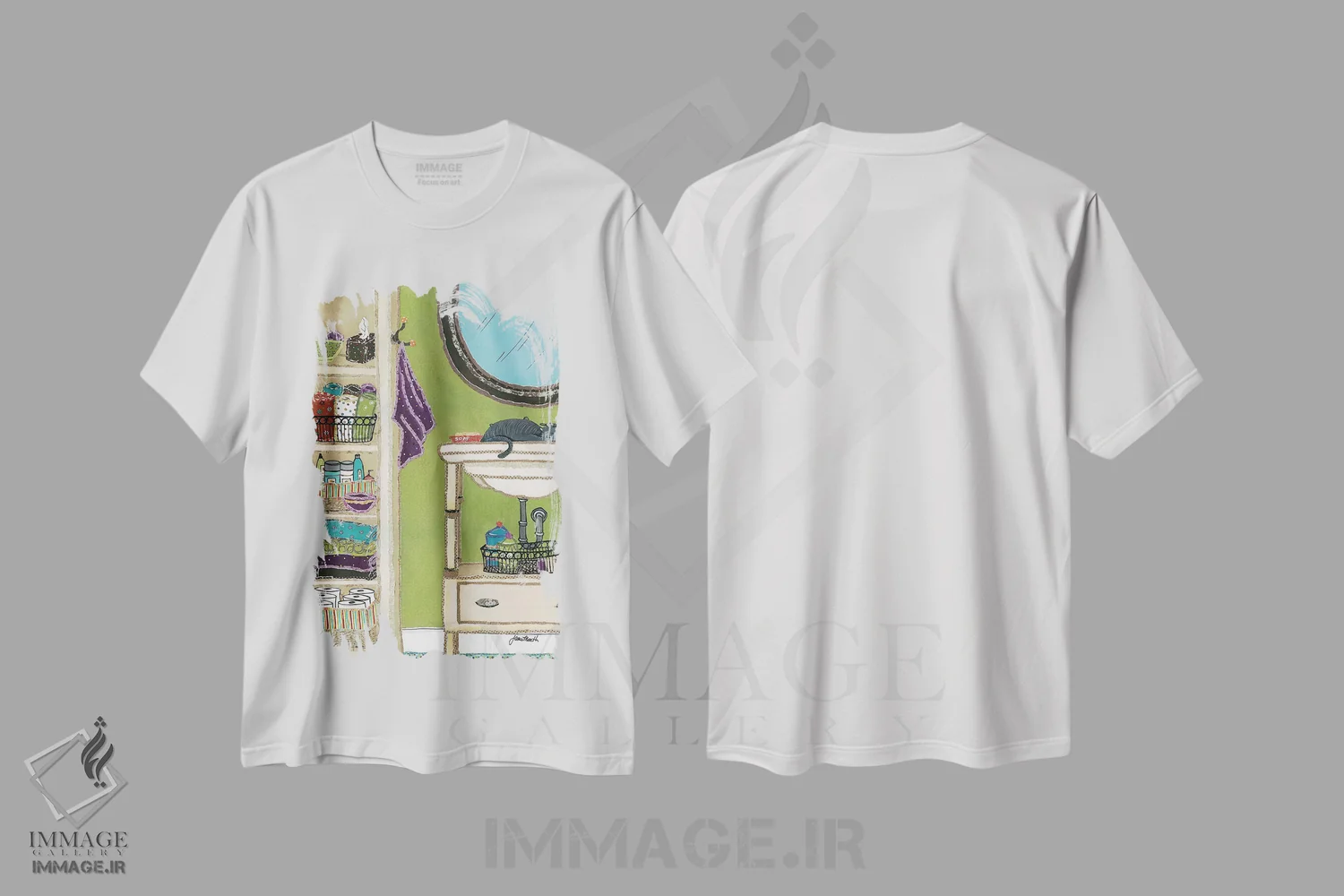 تیشرت سفید طرح دار – تیشرت حیوانات ,آغوش در سینک ظرفشویی اثر جیمی موراث فروشگاه ایماژ