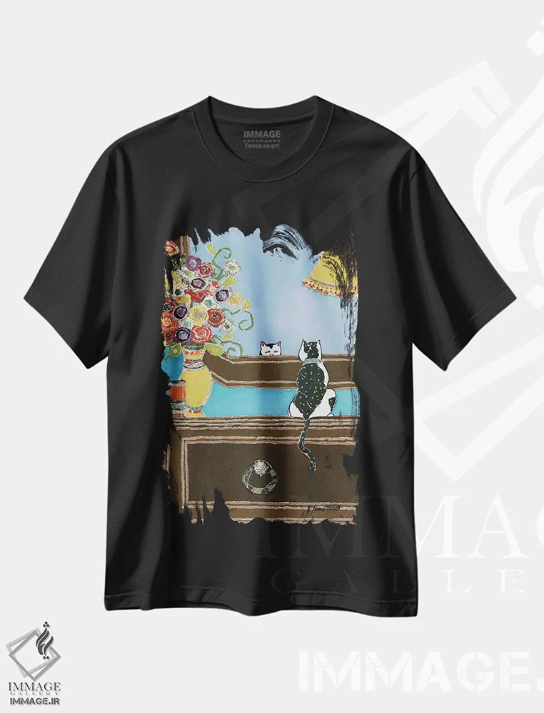 تیشرت مشکی طرح دار – تیشرت فانتزی گربه ,من خوشگل اثر جیمی موراث فروشگاه ایماژ