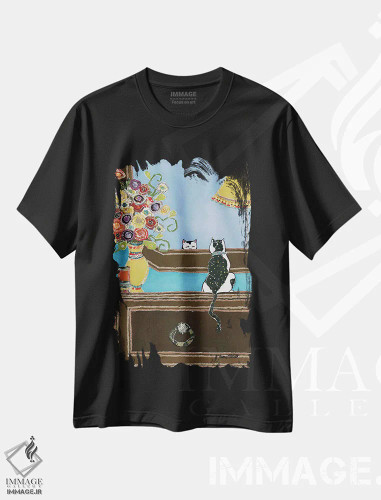 تیشرت مشکی طرح دار – تیشرت فانتزی گربه ,من خوشگل اثر جیمی موراث فروشگاه ایماژ