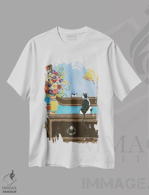 تیشرت سفید طرح دار – تیشرت فانتزی گربه ,من خوشگل اثر جیمی موراث immage.ir