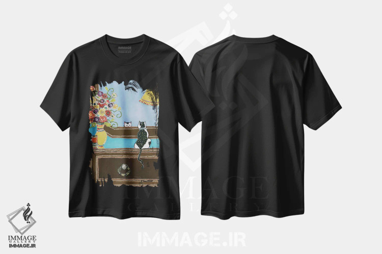 تیشرت مشکی طرح دار – تیشرت فانتزی گربه ,من خوشگل اثر جیمی موراث فروشگاه ایماژ